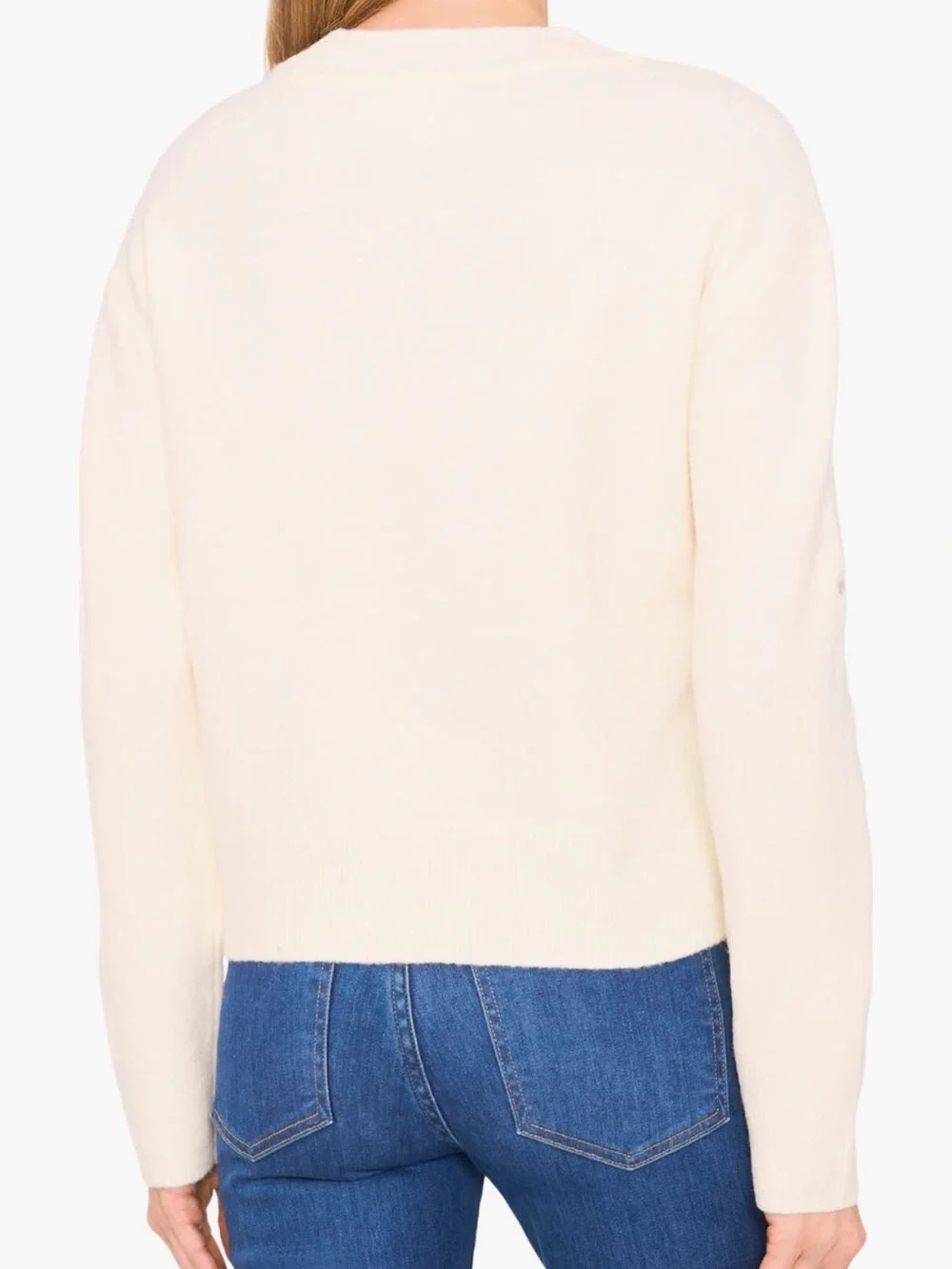CeCe Lace Bow Inset Sweater in Buttercream Size X-Large NWT